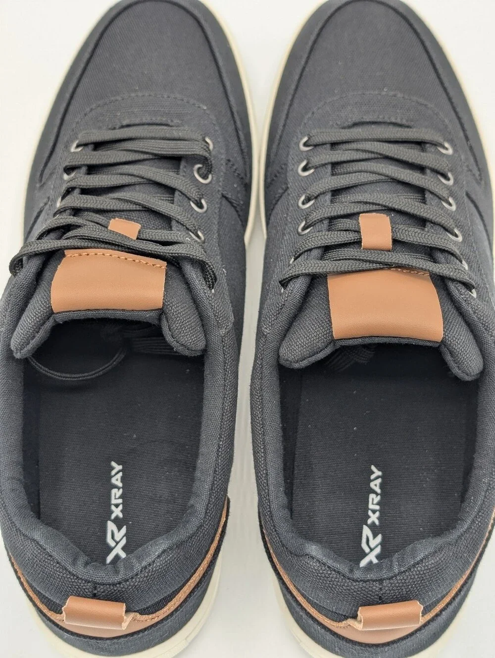 XRay Sneakers Men's 11 Black Canvas Low-Top  Brown Accents Lace-Up Monty Shoes
